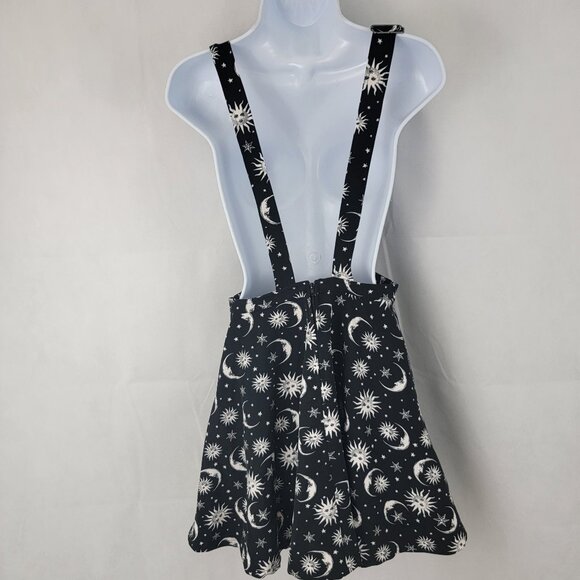 HOT TOPIC Junior Sz SMALL Black White Sun & Moon Skirtall Skirt Overall Witchy - Picture 5 of 13